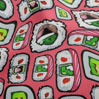 Hand Drawn Japanese Sushi Athletic Mesh Flat Back