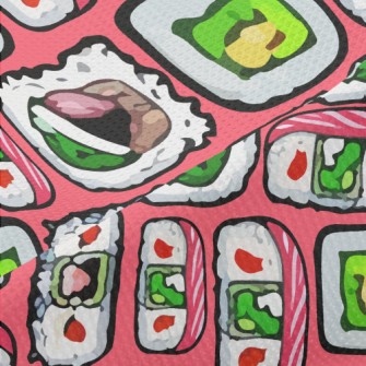 Hand Drawn Japanese Sushi Piqué