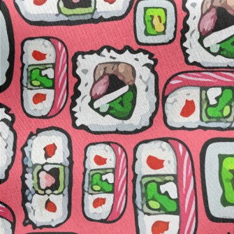 Hand Drawn Japanese Sushi Jersey Backed Fleece