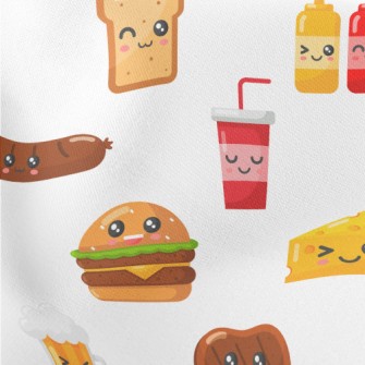 Naughty Emoji Fast Food Lightweight Cotton Poplin