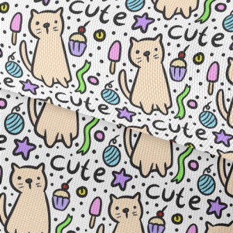 Hand Drawn Cat And Cake Waterproof Oxford