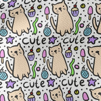 Hand Drawn Cat And Cake Waterproof Canvas