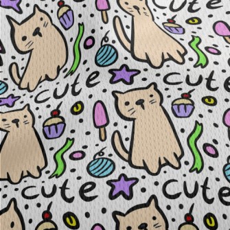 Hand Drawn Cat And Cake Athletic Mesh Flat Back