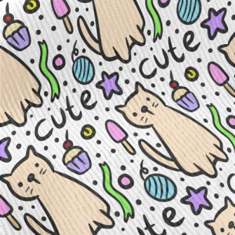 Hand Drawn Cat And Cake Standard Corduroy