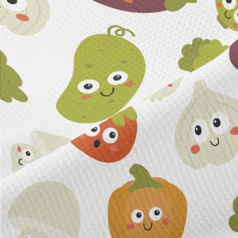 Cute Vegetables With Big Eyes Piqué