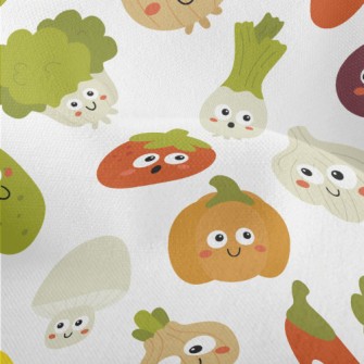 Cute Vegetables With Big Eyes Lightweight Performance Linen