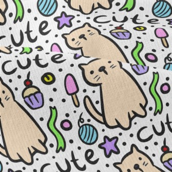 Hand Drawn Cat And Cake Modern Jersey