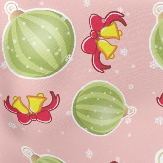 Bells And Christmas Balls Lightweight Cotton Poplin