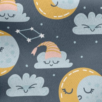 Close Your Eyes Moon Clouds Jersey Backed Fleece