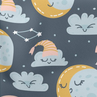 Close Your Eyes Moon Clouds Lightweight Cotton Poplin