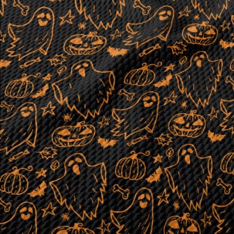 Halloween Ghost Pumpkin Birdseye Piqué