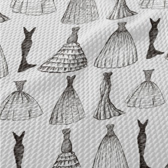 Hand Drawn Sketch Dress Birdseye Piqué