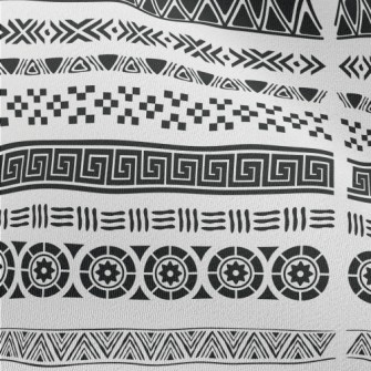 Black And White Geometric Ethn Chiffon