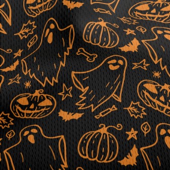 Halloween Ghost Pumpkin Athletic Mesh Flat Back