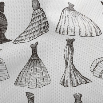 Hand Drawn Sketch Dress Athletic Mesh Flat Back