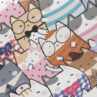 Cute Cartoon Cat Twill
