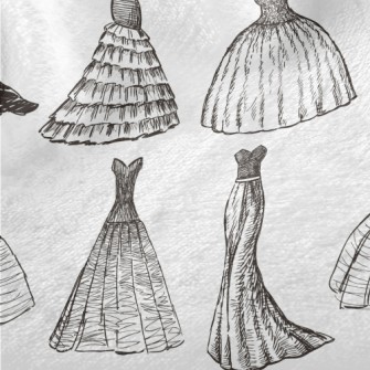Hand Drawn Sketch Dress Minky