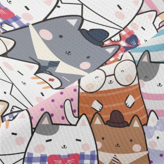 Cute Cartoon Cat Piqué