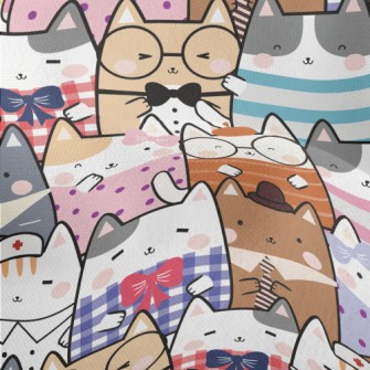Cute Cartoon Cat Lightweight Performance Linen
