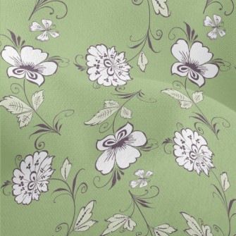 Pretty Flowers And Leaves Lightweight Performance Linen