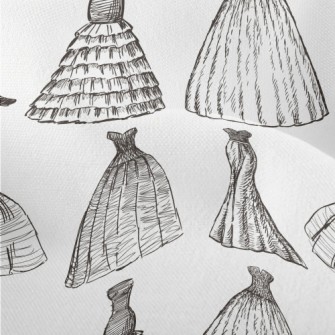 Hand Drawn Sketch Dress Lightweight Performance Linen