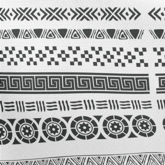 Black And White Geometric Ethn Pongee