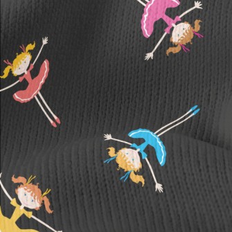 Lively Girl With Twin Ponytail Stretch Jersey