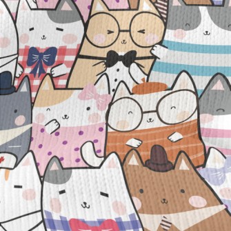 Cute Cartoon Cat Stretch Jersey