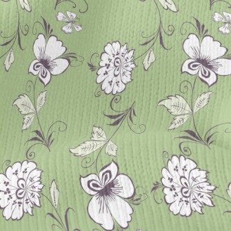 Pretty Flowers And Leaves Stretch Jersey