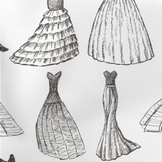 Hand Drawn Sketch Dress Lightweight Cotton Poplin