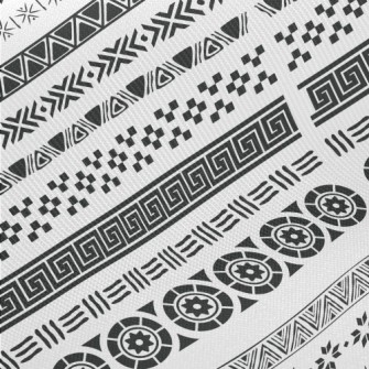 Black And White Geometric Ethn Midweight Cotton Poplin