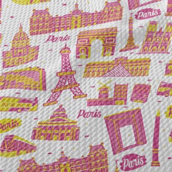 Famous Buildings In Paris Birdseye Piqué