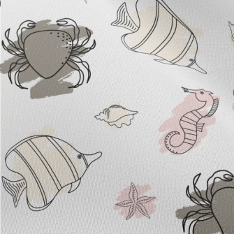 Doodle Sea Creatures Chiffon