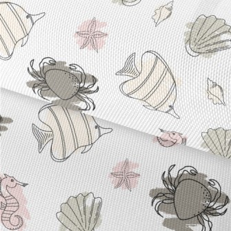 Doodle Sea Creatures Waterproof Oxford