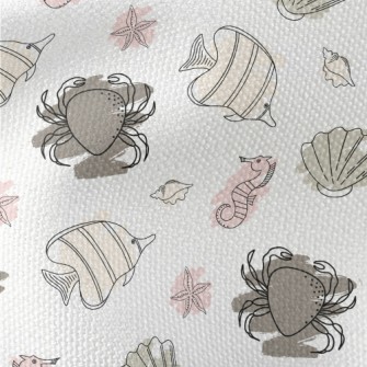 Doodle Sea Creatures Waterproof Canvas