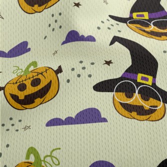 Halloween Costume Pumpkin Athletic Mesh Flat Back