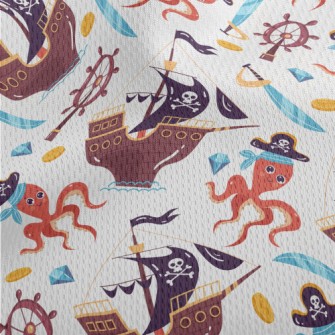 Captain Octopus Pirate Ship Athletic Mesh Flat Back