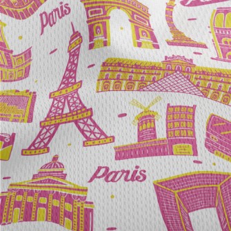 Famous Buildings In Paris Athletic Mesh Flat Back
