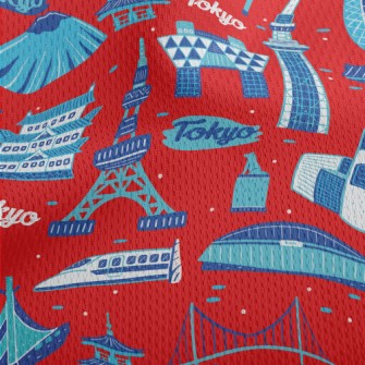 Famous Buildings In Tokyo Athletic Mesh Flat Back