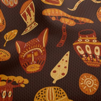 African Characteristic Masks Athletic Mesh Flat Back