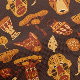 African Characteristic Masks Performance Linen