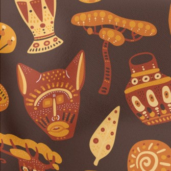 African Characteristic Masks Stretch Ponte