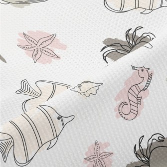 Doodle Sea Creatures Piqué