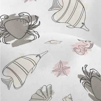 Doodle Sea Creatures Lightweight Performance Linen