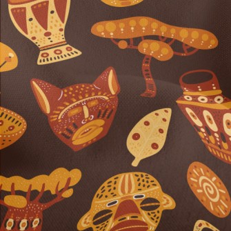African Characteristic Masks Lightweight Performance Linen