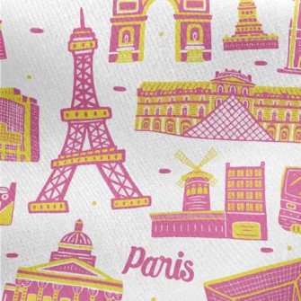 Famous Buildings In Paris Jersey Backed Fleece