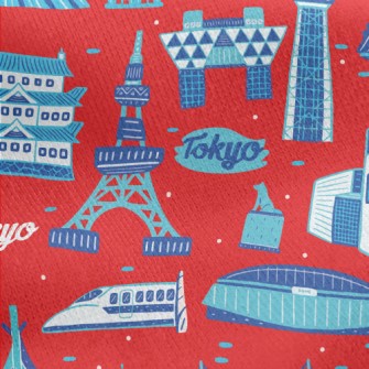 Famous Buildings In Tokyo Jersey Backed Fleece