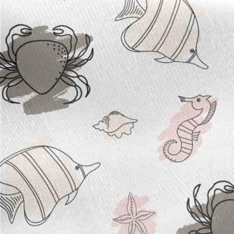 Doodle Sea Creatures Jersey Backed Fleece