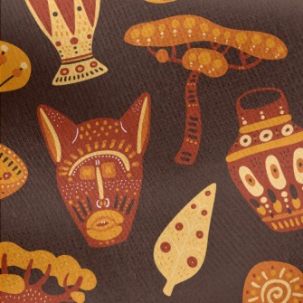 African Characteristic Masks Jersey Backed Fleece
