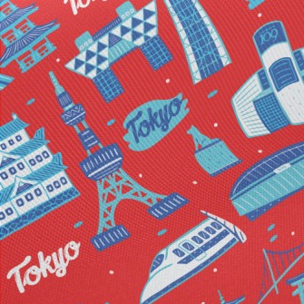 Famous Buildings In Tokyo Midweight Cotton Poplin